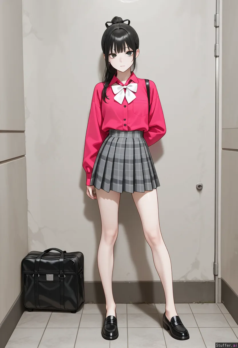 *Anime* *She Got On Got On Hot-pink Long Sleeve Button Shirt On With A ...